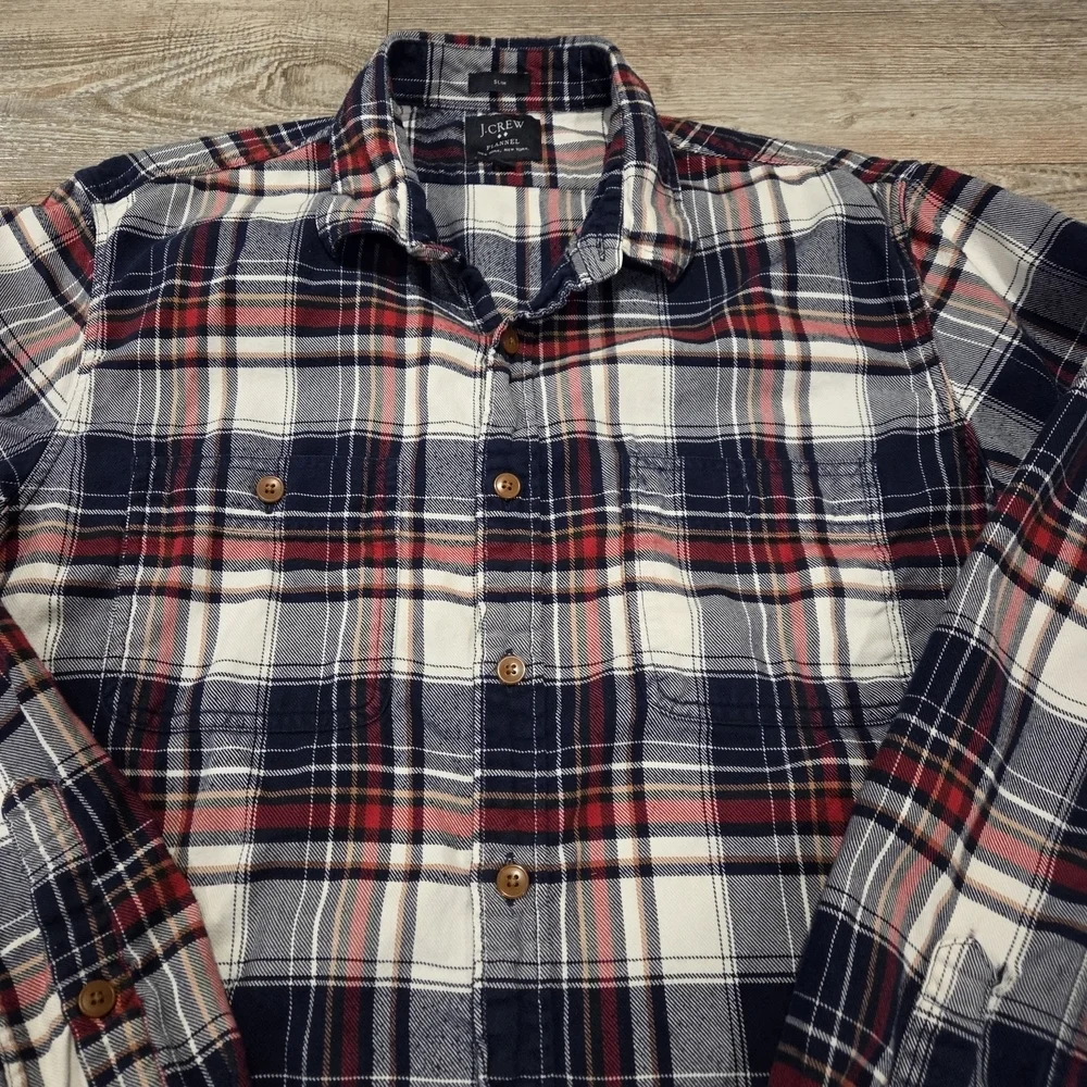J.Crew Button Down Flannel Slim Fit Long Sleeve Shirt Mens Size Large